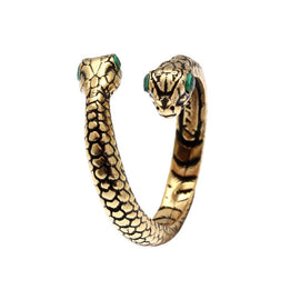 Alcozer Open Snake Ring with Emeralds | Adjustable Size - 0