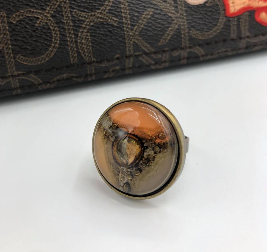 Cristalida Adjustable Size Ring / Beige, Orange