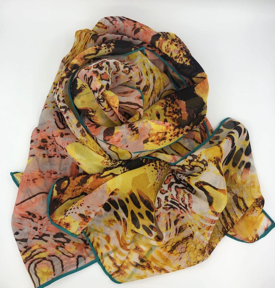 Animal Print Silk Georgette Scarf | Multi-Way Lightweight Accessory