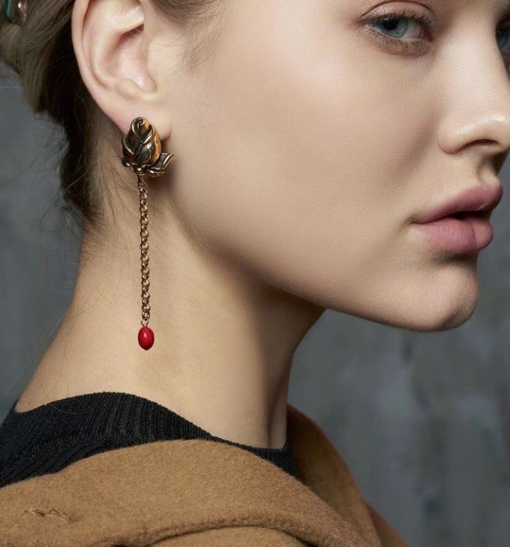 Alcozer Rose Asymmetrical Earrings | Italian Gold-Plated Jewelry - 0