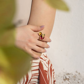 Kalliope Bee Ring | Brass & Enamel | Greece