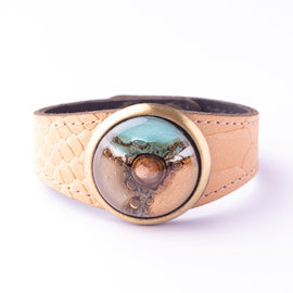 Cristalida Beige & Blue Leather Bracelet