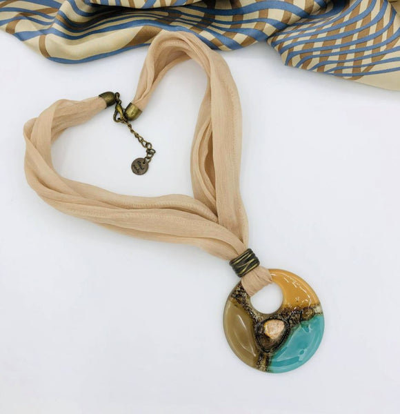 Cristalida Elegant Beige Scarf Necklace