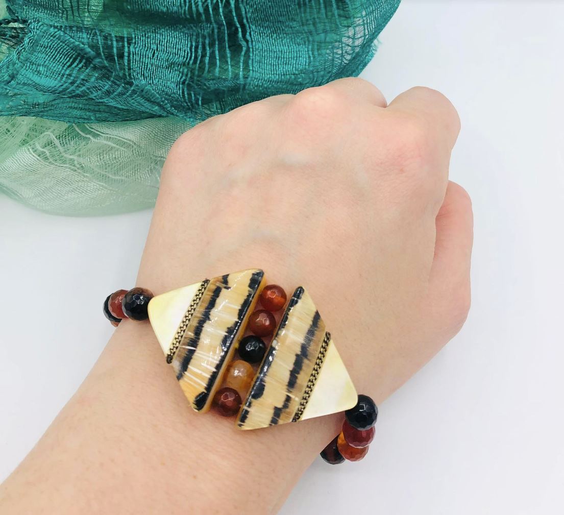 Nature Bijoux Agate Elastic Stretchy Bracelet - 0