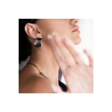 Kalliope Grey Swarovski Hoop Earrings | Greek Crafted - 0