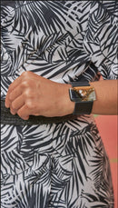 Cristalida Bold Black Leather Bracelet-2