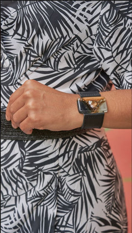 Cristalida Bold Black Leather Bracelet - 0