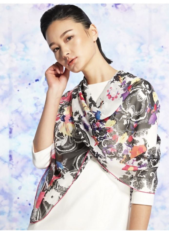 Chic Silk Georgette Flower Long Scarf | Versatile Fashion Accessory