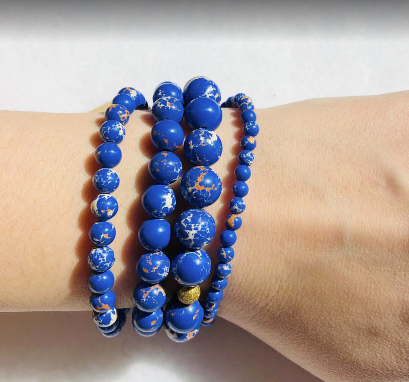 Moon C Blue Jasper Stretch Bracelet