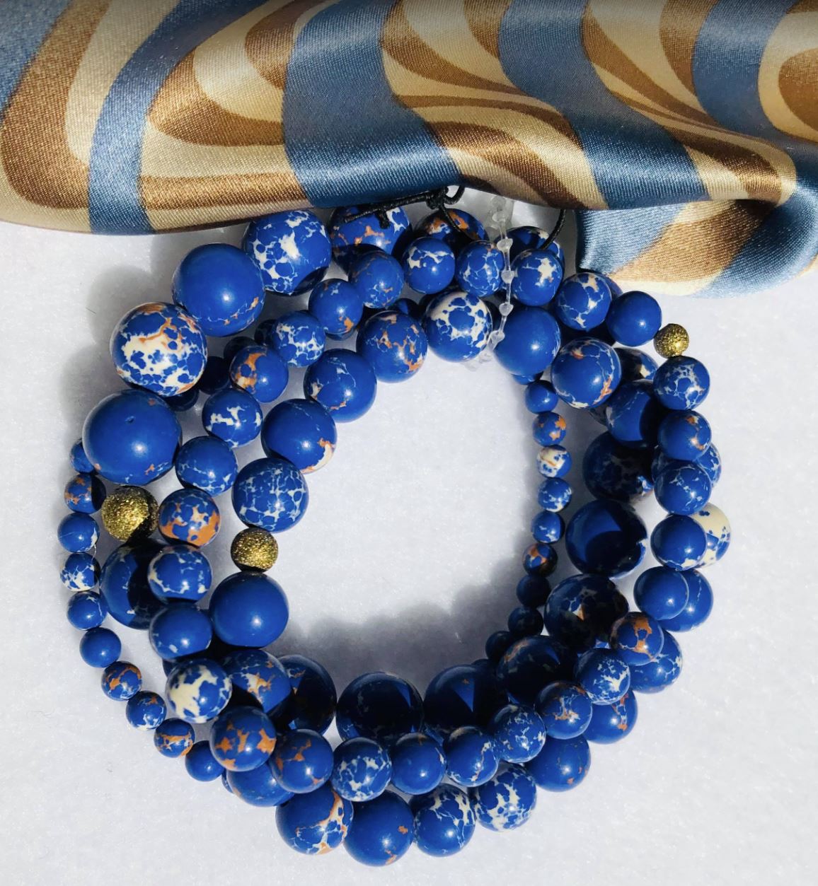 Moon C Blue Jasper Stretch Bracelet