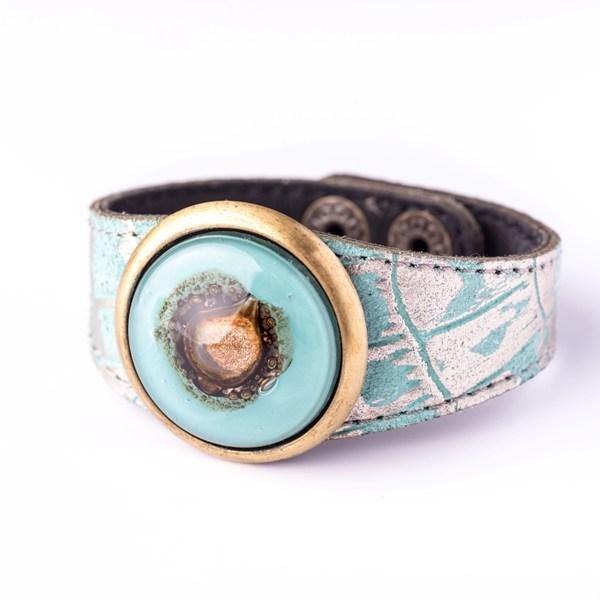 Cristalida Fashion Leather Bracelet Aqua, Silver - JOYasForYou