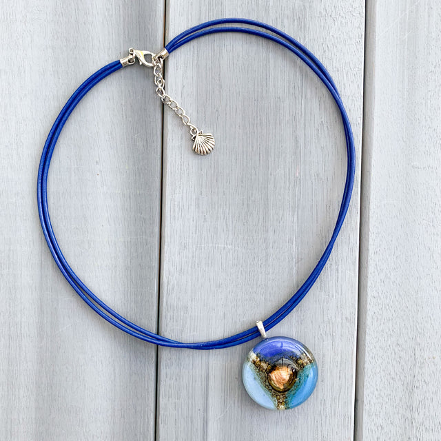 Cristalida Blue  Necklace With Round Small Pendant / Candy