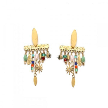 Habana Paris Earrings With Natural Agate For Women / Stainless Steel / Multicolor / Fashion Jewelry - JOYasForYou