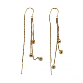 Habana Paris Long Chain Earrings For Women / Stainless Steel / Yellow /Small balls / Costume Jewelry - JOYasForYou