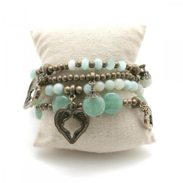 Moon C Charm Bracelet For Women / Natural Stones / Light Green / Gift Idea / Fashion Jewelry - JOYasForYou