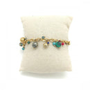 Habana Paris Chain Bracelet With Natural Stones / Stainless Steel / Heart Charm / Multicolor - JOYasForYou