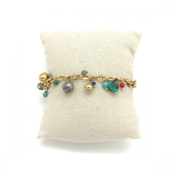 Habana Paris Chain Bracelet With Natural Stones / Stainless Steel / Heart Charm / Multicolor - JOYasForYou