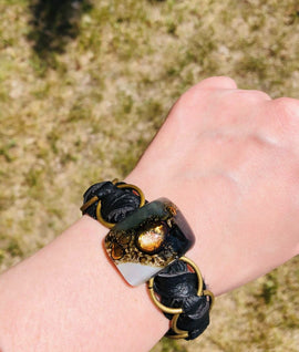 Cristalida Fashion Soft Leather Cuffs In Black /  Lola Bracelet - 0