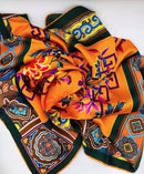 Fashion Large Orange Luxury Pure Silk Scarf-1