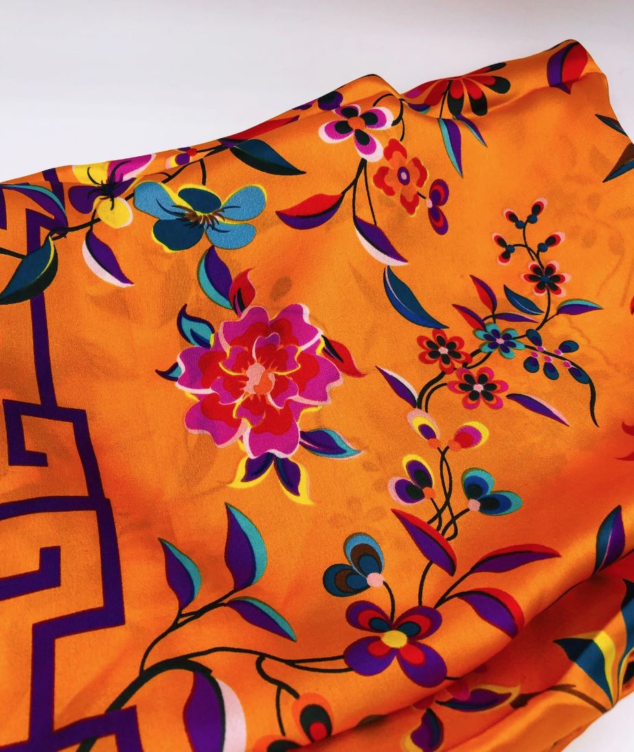 Fashion Large Orange Luxury Pure Silk Scarf