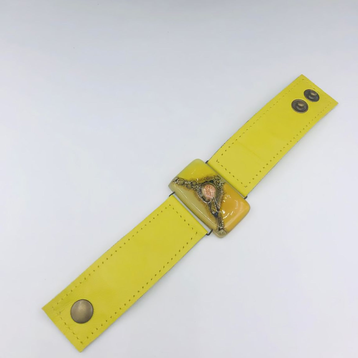 Cristalida Yellow Leather Bracelet For Women, 3 Cm