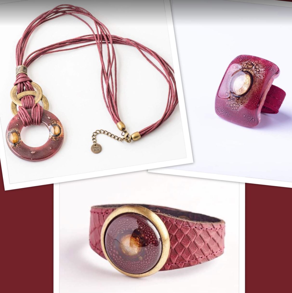 Cristalida Elegant Burgundy Jewelry Set