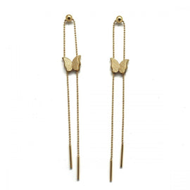 Habana Paris Drop Butterfly Earrings For Women / Stainless Steel / Yellow /Costume Jewelry - JOYasForYou