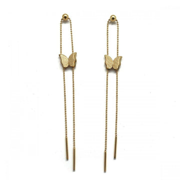 Habana Paris Drop Butterfly Earrings For Women / Stainless Steel / Yellow /Costume Jewelry - JOYasForYou