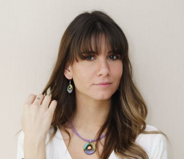 Cristalida Purple Jewelry Set / Short Necklace, Oval Earrings