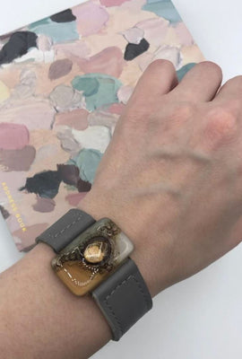 Cristalida Fashion Bracelet | Grey & Beige Fused Glass from Argentina - 0