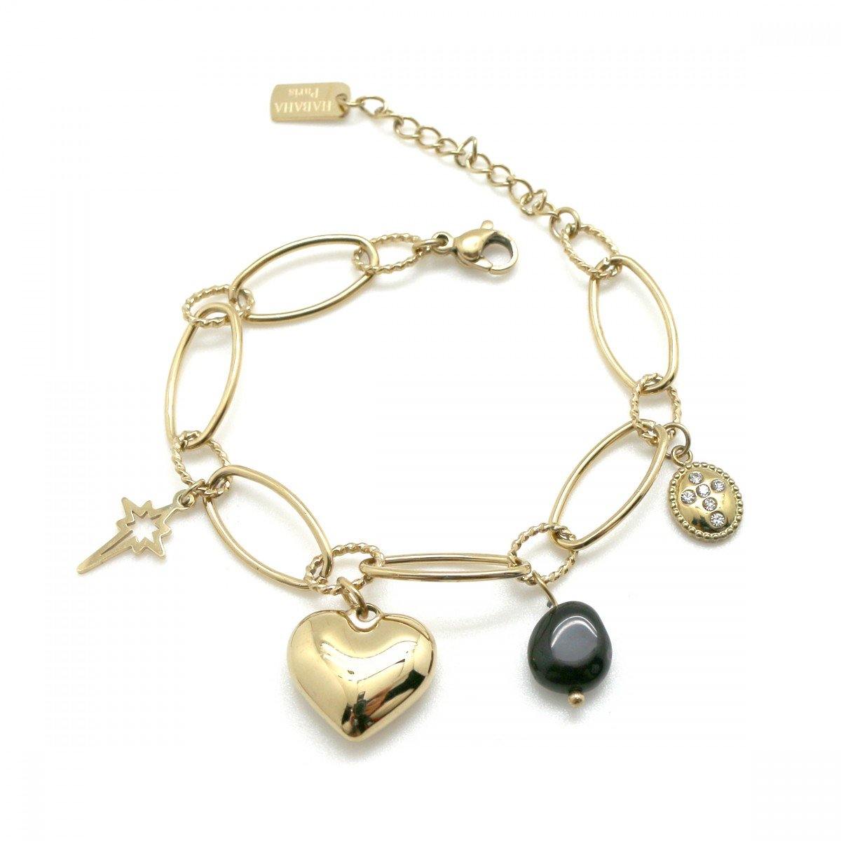 heart friendship bracelet with onyx