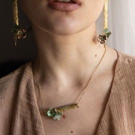 Kalliope Flower Butterfly Brass Necklace | Enamel - 0