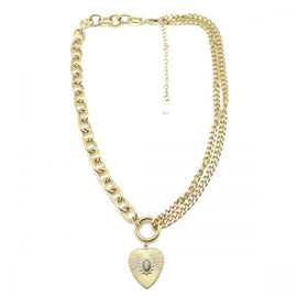 Habana Paris Chain Necklace / Stainless Steel, African Turquoise / Heart Sun Pendant - JOYasForYou