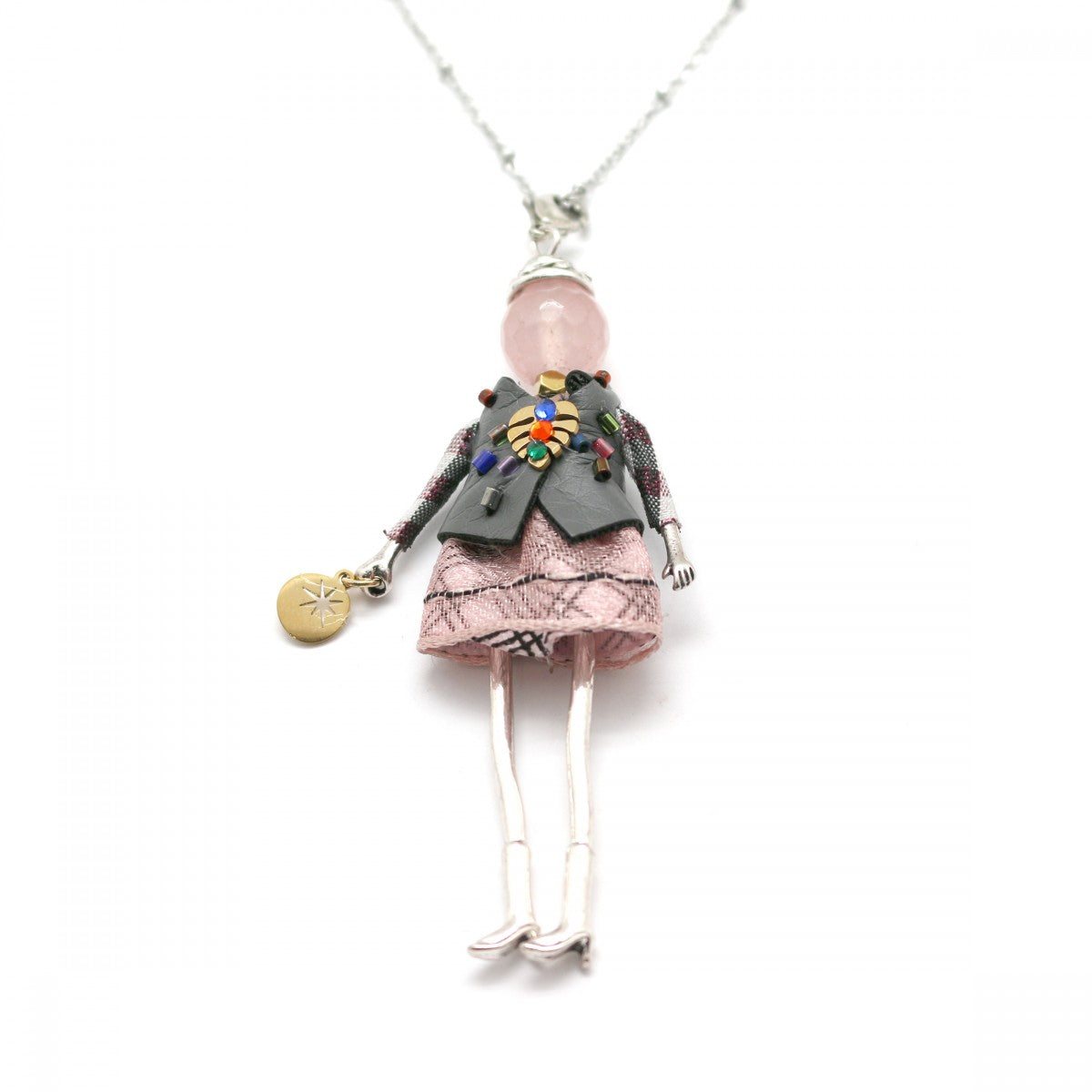 Moon C Pink Dress Doll Pendant Necklace