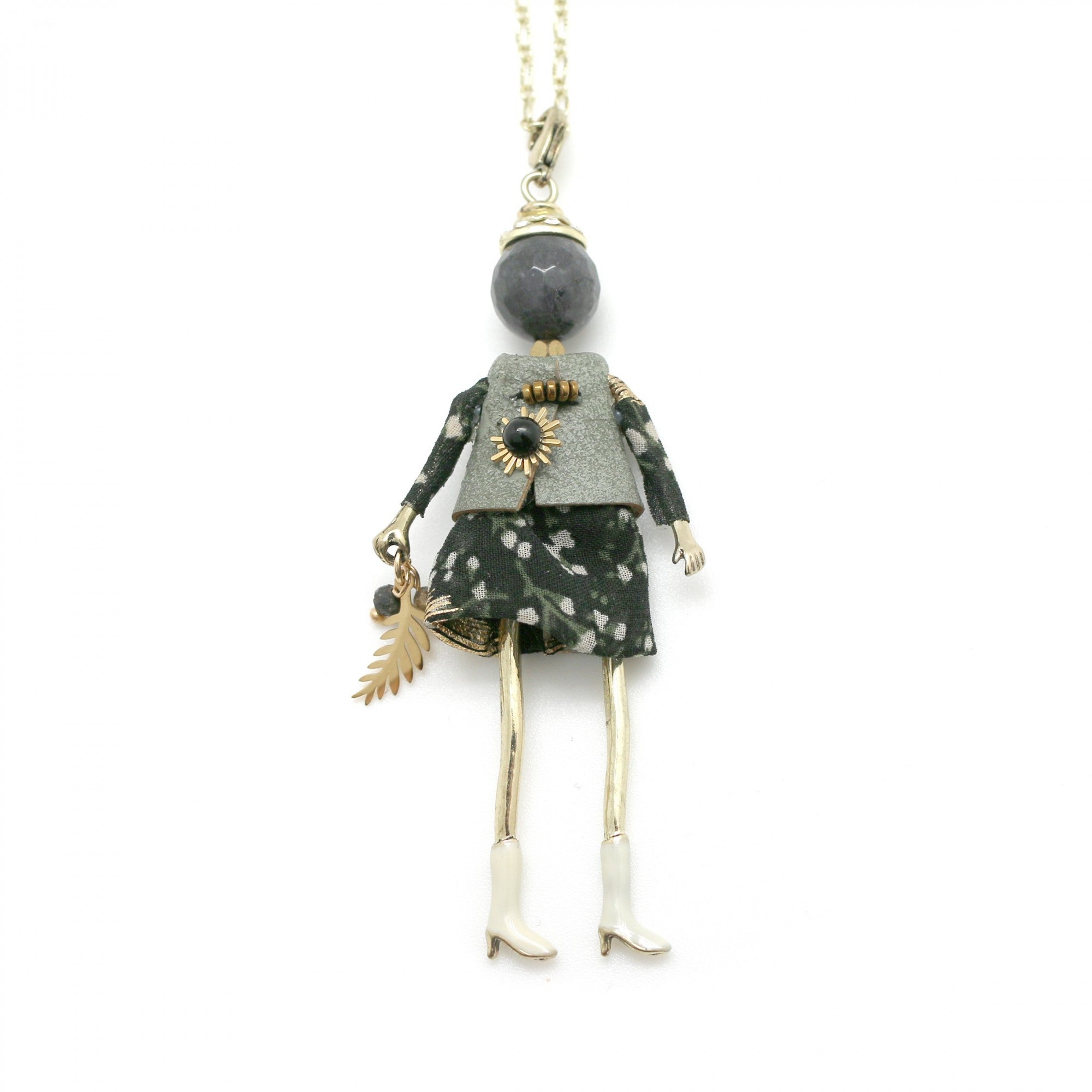 Moon C Grey Doll Pendant on a Long Chain