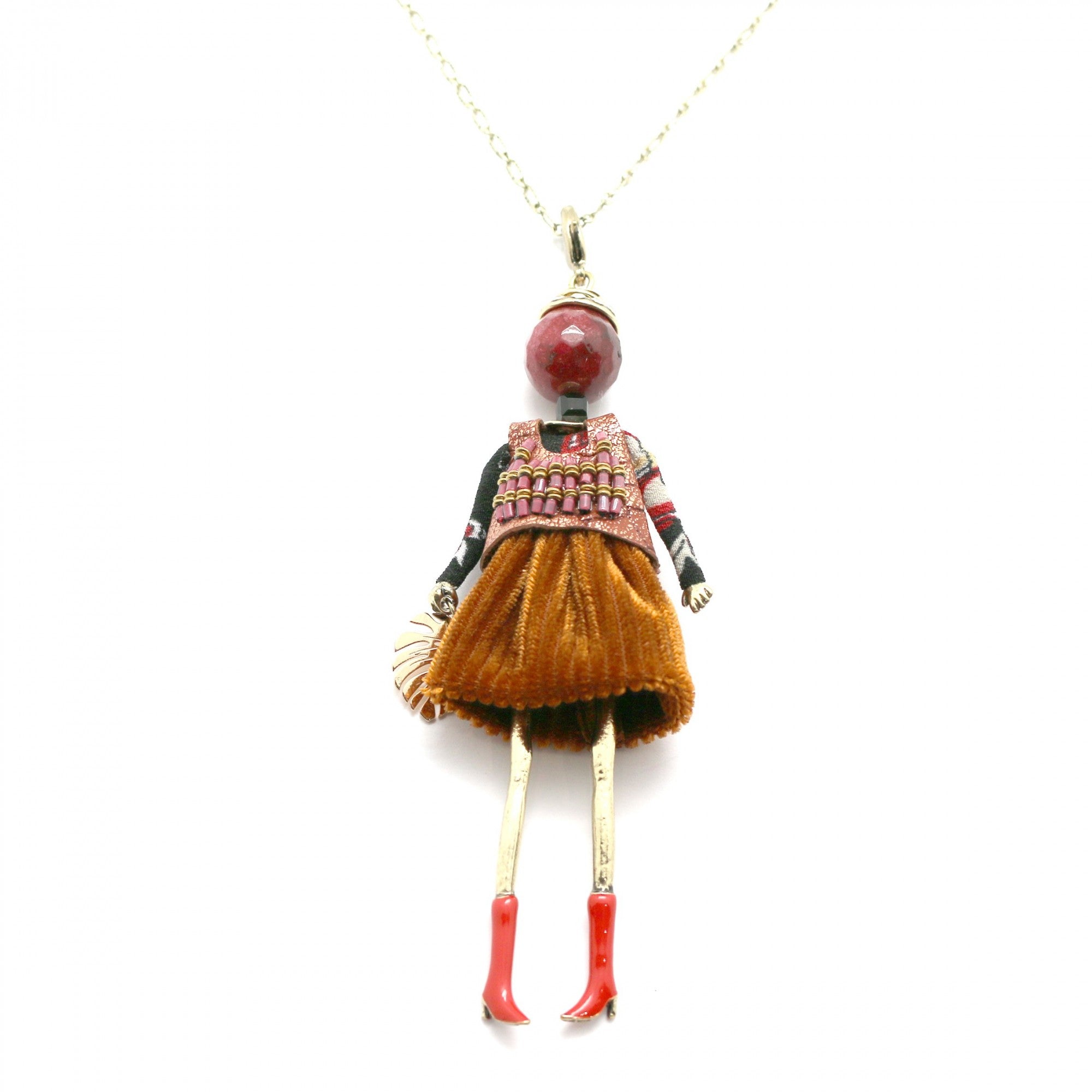Moon C Brown Doll Pendant Necklace