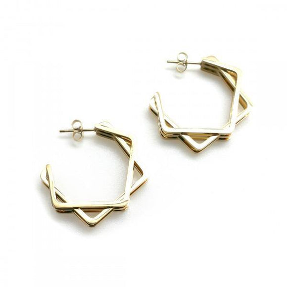 Habana Paris Zig Zag Hoop Earrings For Women / Stainless Steel / Costume Jewelry / Fashion Earrings - JOYasForYou