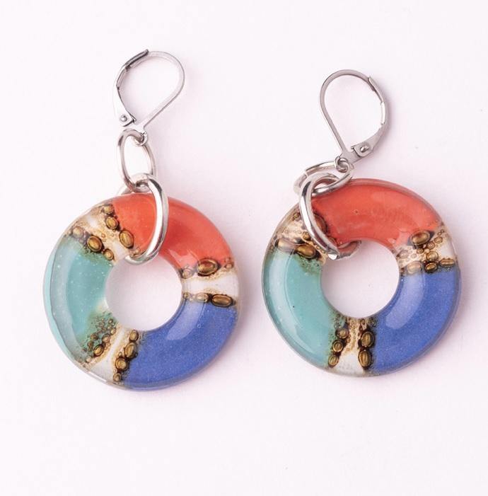 donita earrings blue aqua red - JOYasForYou