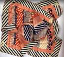 Fashion Stripes and Polka Dots Silk Scarf / 100% Silk Twill-1