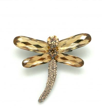 Moon C Dragonfly Crystal Brooch