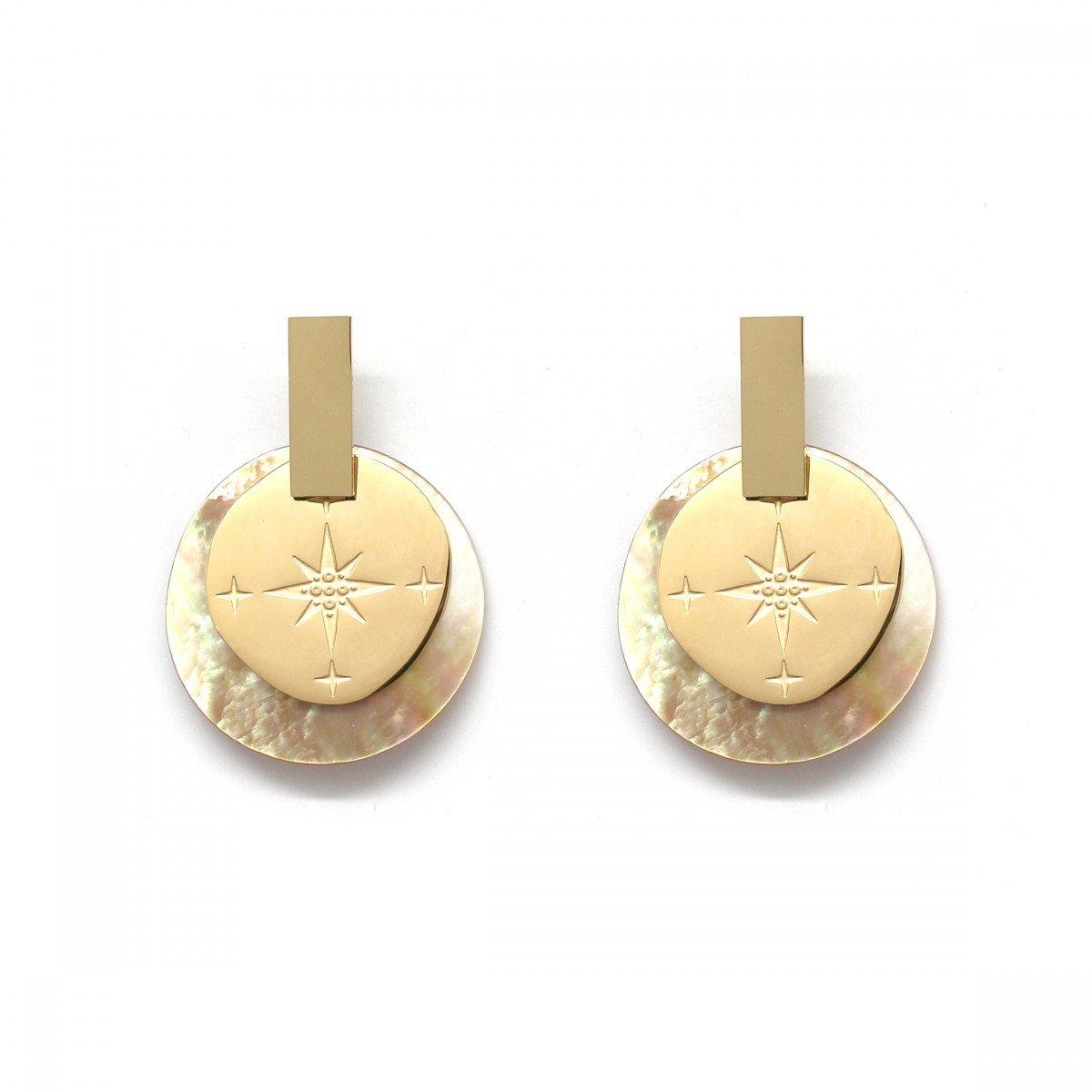 Habana Paris Drop Earrings For Women / Stainless Steel, Mother-of-pearl / Fashion Jewelry - JOYasForYou