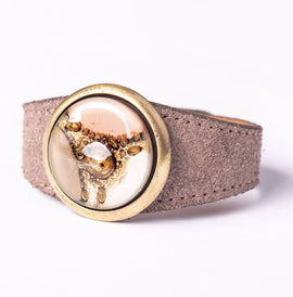 Cristalida Beige Leather Bracelet | Paris Bracelet
