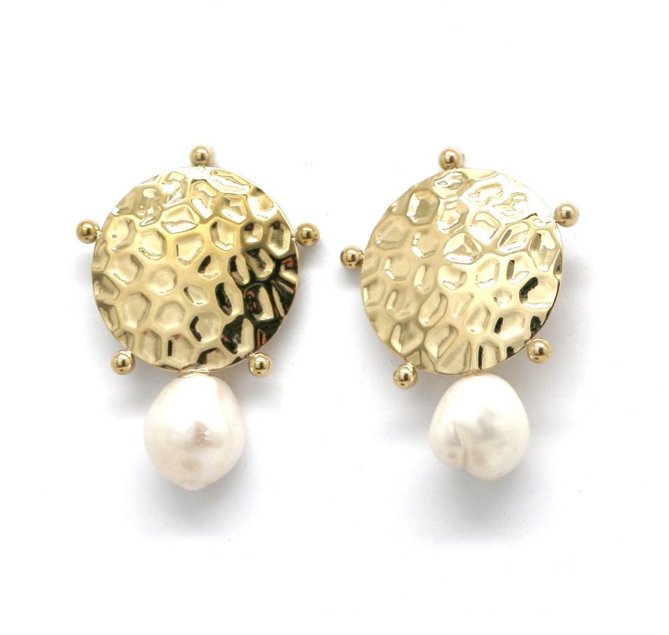 Habana Paris Fashion Disc Pearl Earrings For Women