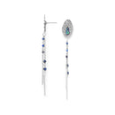 Nature Bijoux Nerve Plant Leaf Chain Earrings / Brass, Lapis Lazuli, Paua / Blue / Fittonia-2