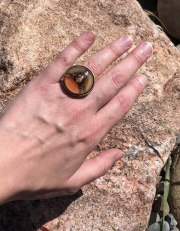 Cristalida Adjustable Size Ring | Beige, Orange - 0