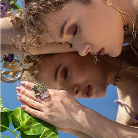 Kalliope Long Flower Earrings | Swarovski & Brass - 0