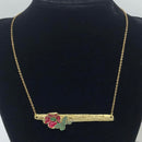 Kalliope Flower Butterfly Brass Necklace | Enamel-1