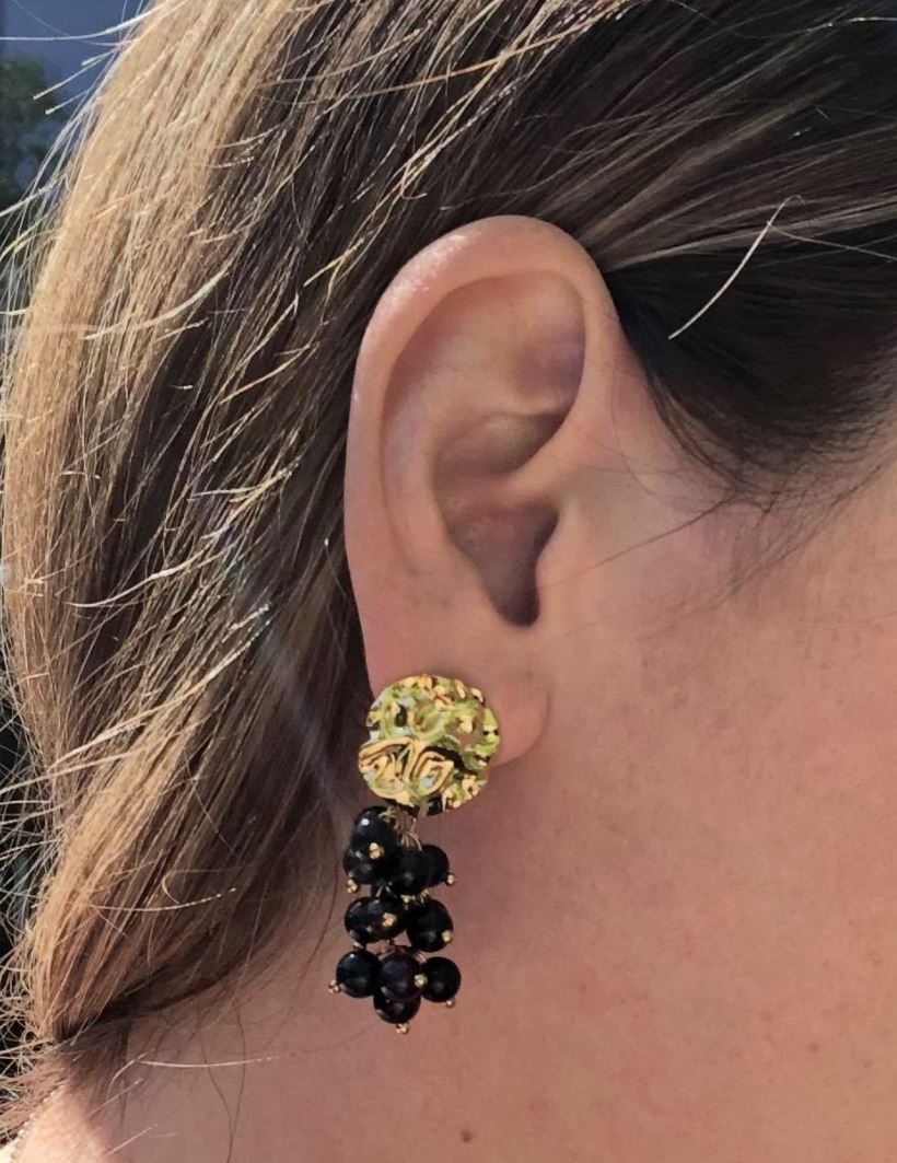 Habana Paris Blue Sandstone Grape Earrings - 0