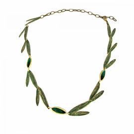 Emerald Leaf Necklace | Greek Handcrafted Elegance