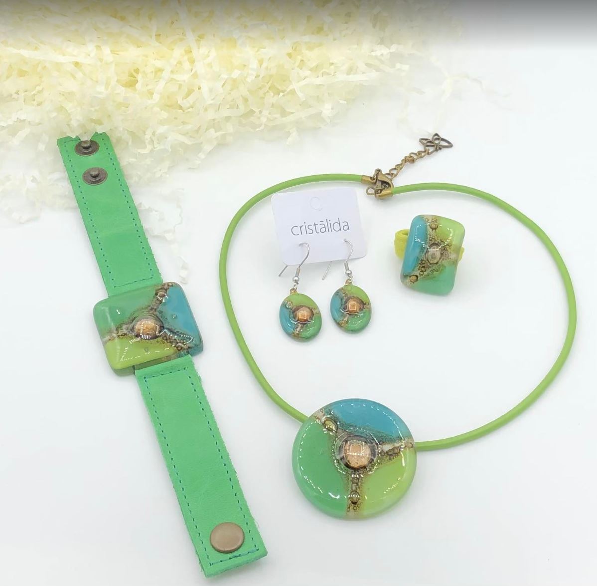 Cristalida Fashion Jewelry Set For Women In Green - 0